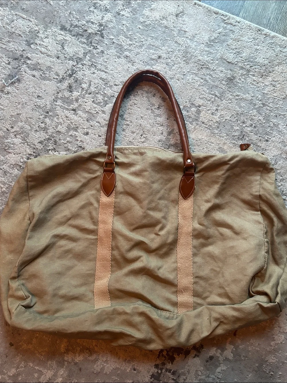 Gitano Olive Canvas Duffel with Brown Leather Trim